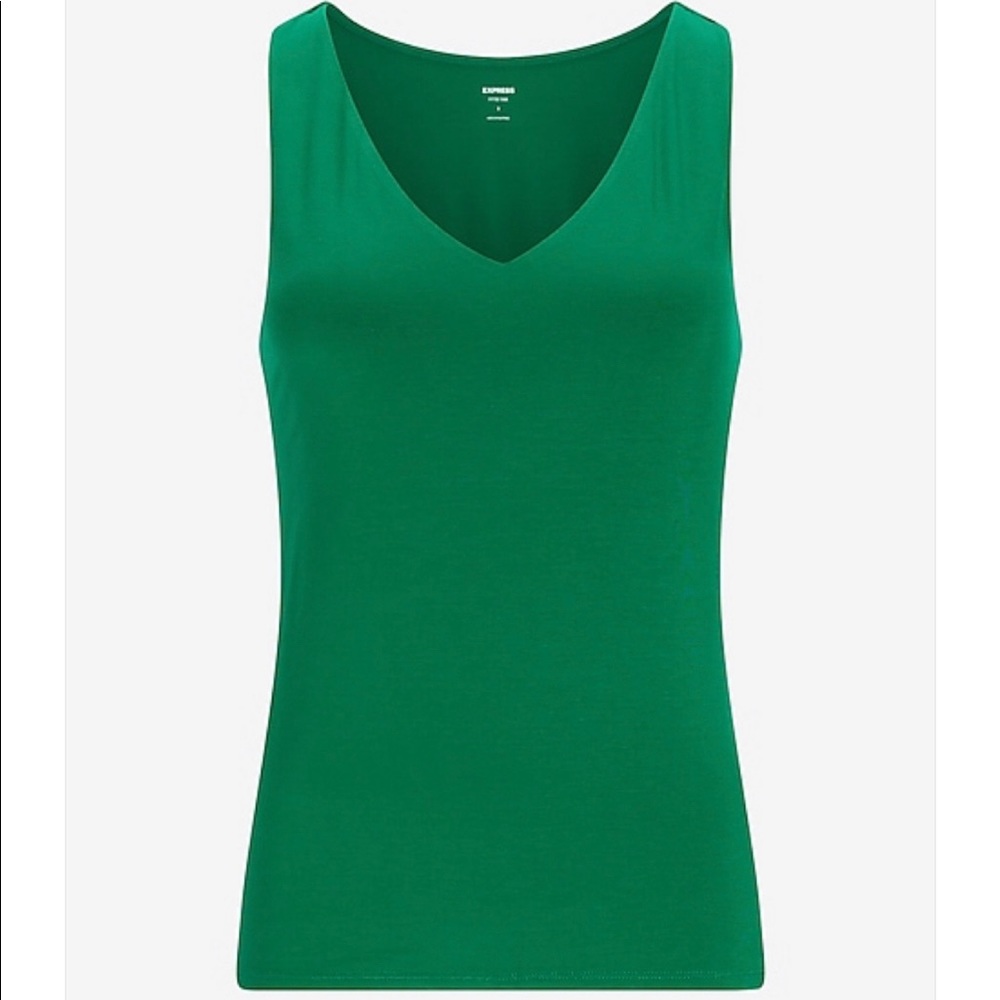 Express Fitted V-Neck Tank Green Lush 2758